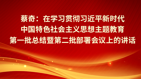 蔡奇：​在学习贯彻习近平新时代中国特色社会主义思想主题教育第一批总结暨第二批部署会议上的讲话